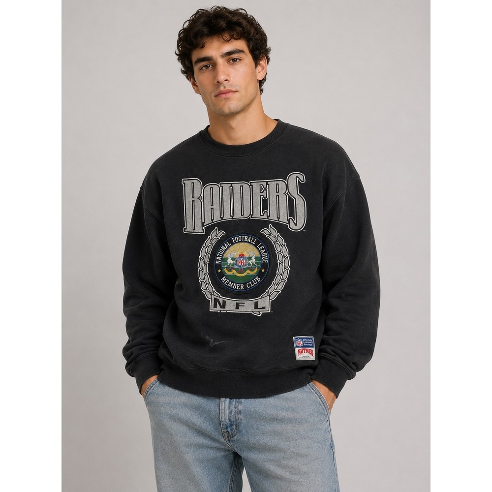 Vintage Nutmeg Mills LA Raiders NFL Member Club Sweatshirt Black XL 90s Crewneck